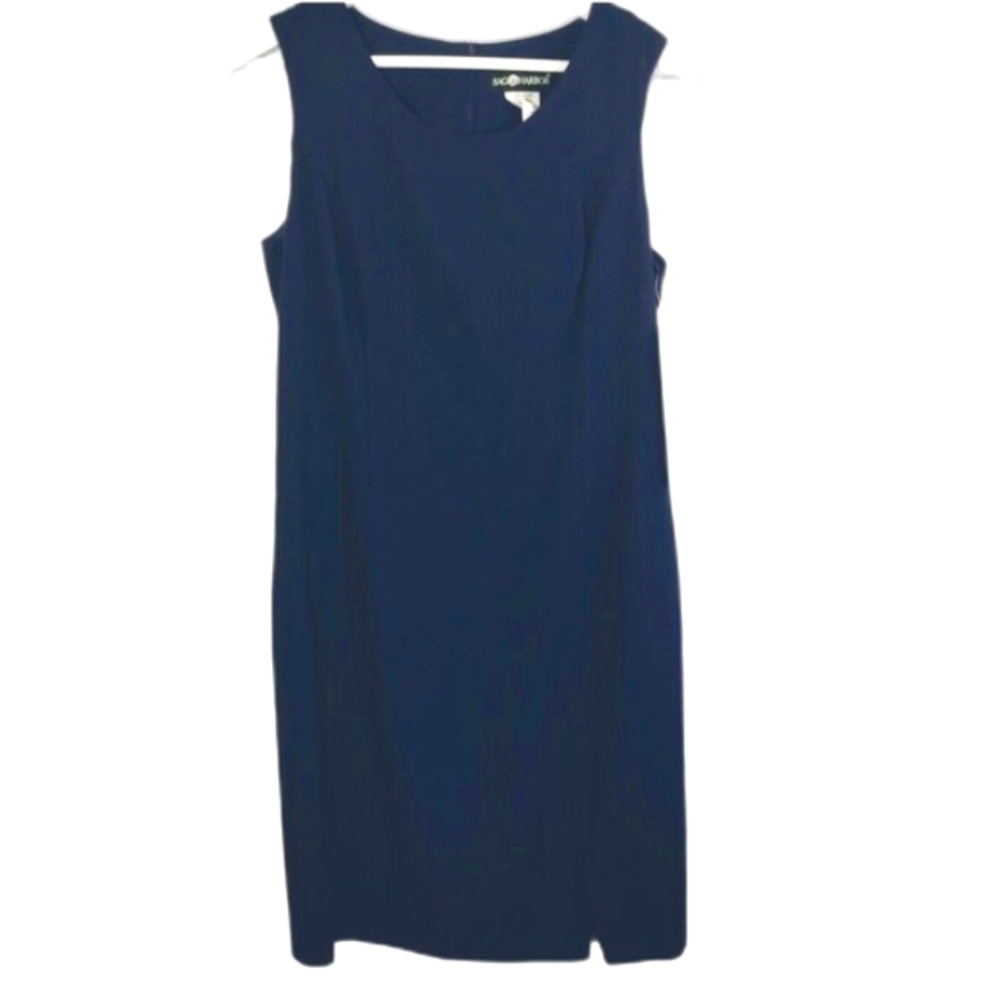 Sag Harbor Dress Women's 12 Sleeveless Back Zip Sheath Career Office Navy Lined